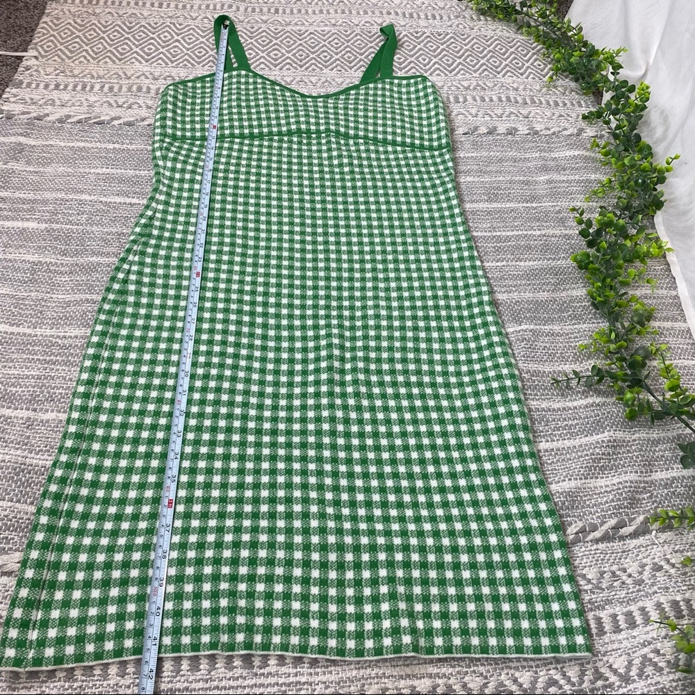 Anthropologie Green Gingham Knit Mini Dress - Picture 12 of 12